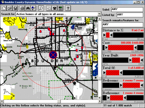 Dynamic HomeFinder während einer typischen Abfrage