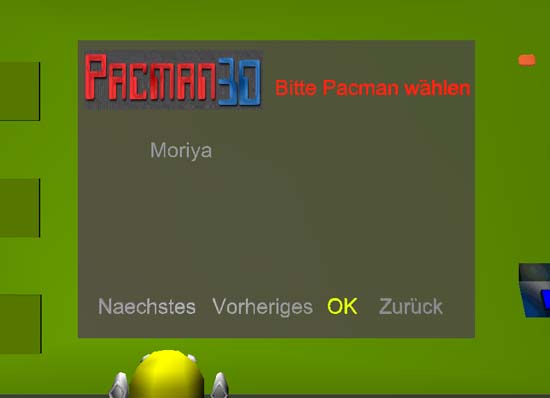 Die Pacmanauswahl im Intro